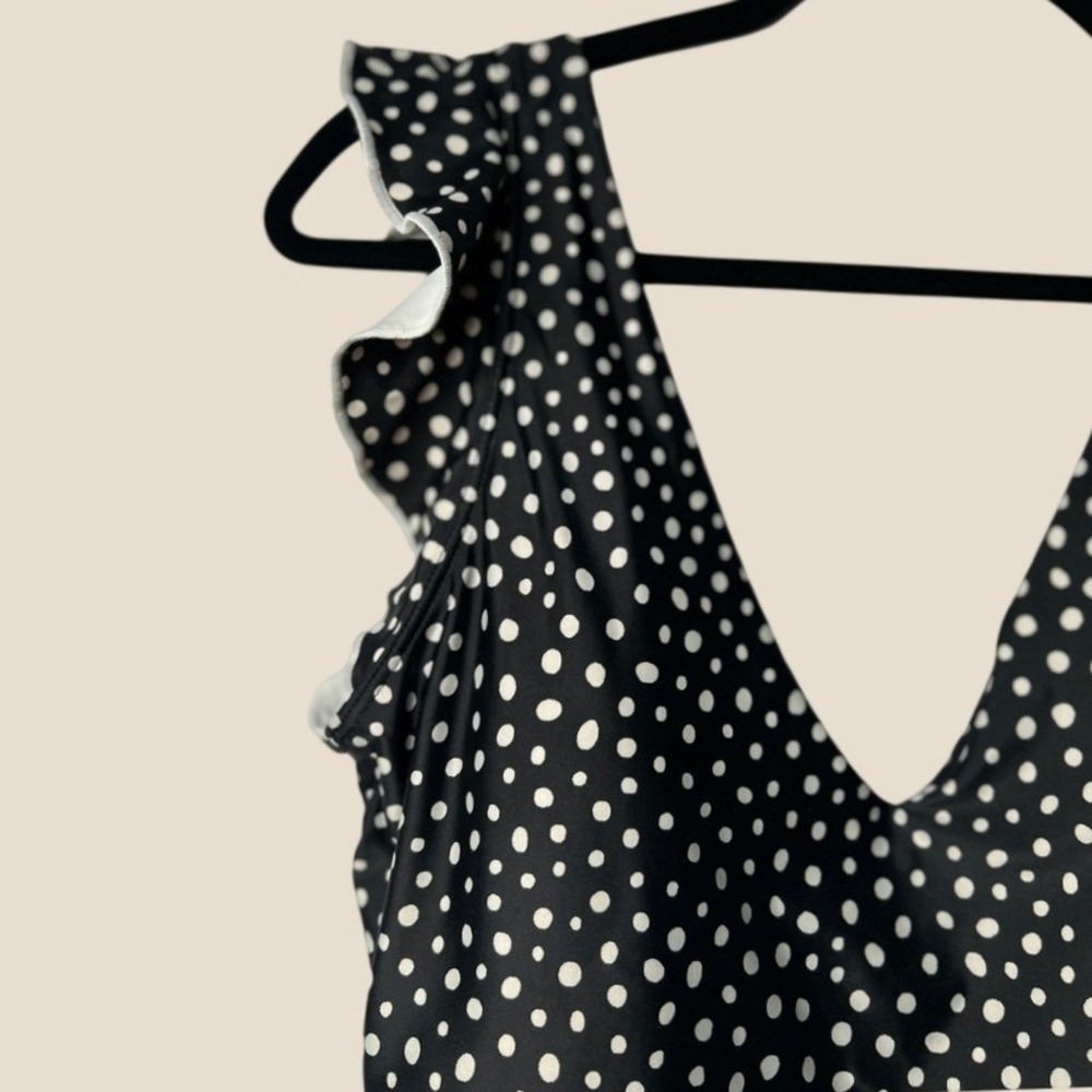 Summersalt Ruffle Backflip Swimsuit 10 Polka Dot Black White UPF 50 Pinup Twee - Picture 6 of 10